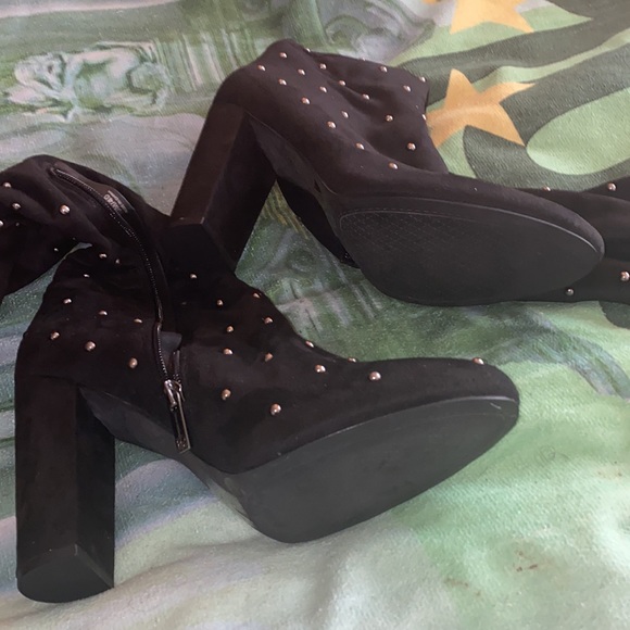 Over the knee black studded boots size 10 - Picture 3 of 4